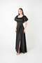 Satin Fabric Square Collar Evening Dress with Flounce Detail - Black - 2