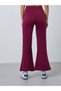 Burgundy Fit and Flare Fleece Leggings - 4
