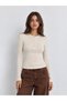 Beige Ribbed Henley Long Sleeve T-Shirt - 3