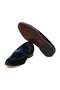 NAVY BLUE, LACE-LESS, GENUINE LEATHER MEN'S SHOES - 3