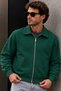 Men's Dark Green Jacket with Zipper and Zippered Pockets - 6