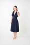 Jersey Fabric Back-Cross Detailed Midi Dress - Dark Blue - 2