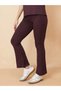 Brown Ribbed Flared Active Pants with Pockets - 2
