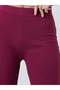 Burgundy Fit and Flare Fleece Leggings - 3