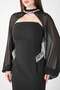 Double Fabric Strapless Pencil Dress with Bolero Detail - Black - 3