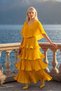 Astra V-Neck Tiered Pleated Long Chiffon Evening Dress - 3