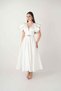 Taffeta Fabric Shoulder Flounce Midi Dress - White - 2