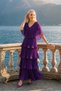 Astra V-Neck Tiered Pleated Long Chiffon Evening Dress - 2
