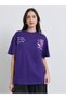Purple Floral Graphic Oversized Cotton T-Shirt - 3
