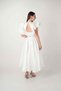 Taffeta Fabric Shoulder Flounce Midi Dress - White - 5