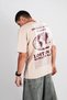 "On Earth" Graphic Back Print Beige Oversized Unisex T-Shirt - 4