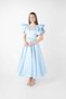 Taffeta Fabric Shoulder Ruffle Midi Dress - Baby Blue - 2