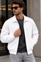 Men's White Jacket with Zipper and Zippered Pockets - 3