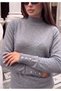 Boat Neck Sweater with Cuff Buttons - 2