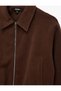 Women's Long-Sleeved Bomber Jacket with Zippered Pockets and a Zipper, Brown - 6