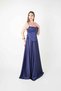 Satin Fabric Drawstring Detailed Strap Evening Dress - Dark Blue - 2