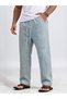 Light Blue Solid Casual Pants - 4