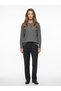 Women's Mother-Style Boat Neck Knit Sweater with Button-Front Front and Sleeves, Gray - 2