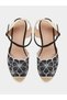 Floral Embroidered Espadrille Wedge Sandals - 5