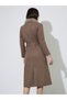 Brown Regular Fit Wool-Like Coat with Faux Fur Collar - 5