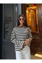 Women's Brown Striped Drop-Shoulder Oversized Blouse - 5