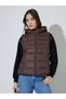 Brown Solid Hooded Padded Gilet - 3