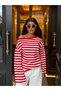 Women's Black Striped Off-Shoulder Oversize Blouse - 2
