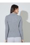 Grey Ribbed Knit Long Sleeves Asymmetric Collar Sweater - 4