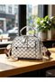 White Printed Shoulder Bag with Zip - 5