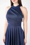Glittery Fabric Halter Neck Midi Dress - Dark Blue - 3