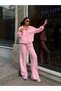 Women's Pink Two-Piece Set with Zip Detail and Striped Detail - 6
