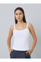 White Ribbed Broad Strap Tank Top - 3