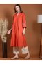 Rust Embroidered A-Line Kurta - 2