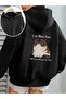 Cardigan - Black Printed Winter Oversized Hooded Zippered Pocketed Cardigan Unisex Clothing