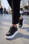 Black-and-White Lace-Up, Thick Sole, Unisex Walking and Sneakers, Code 412 - 3