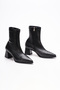 Women's Pointed Toe Stretch Boots with Thick, Short Heels - 7