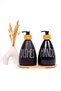 2-Piece Glass Liquid Soap Dispenser with Bamboo Stand - 3