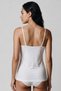 Women's Cotton Two-Piece Set with Spaghetti Straps and Lace, White - 4