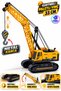 Toy Crane with Sliding Pallets, 33 cm – 360° Rotating Body, Movable Metal Hook, Adjustable Crane Arm, Realistic Construction Vehicle Toy