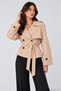 Women's Short Trench Coat with Buttons and a Belted Design - 4
