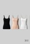 Women's Cotton 3-Pack Set of Basic Tank Tops (No Adjustable Straps) in Black, White, and Nude - 7