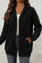 Moxy Unisex Zippered Hooded Two-Thread Raster Sweatshirt Comfortable Fit Basic Cardigan with Kangaroo Pocket