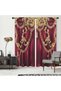 Red Burgundy Vintage Printed Window Curtains, Flat Panel for Bedroom - 6