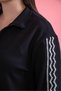 Women's Plus Size Sweatsuit Set with Striped Detail, Black - 2