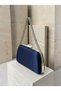 Navy Satin Women's Evening Clutch Bag with Silver Accents and Chain Strap for Weddings, Engagements, and Graduations - 5