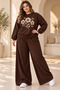 Women's Plus Size Floral-Print Oversized 2-Piece Sweatsuit Set with Wide-Leg Pants - 2