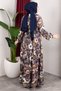 Floral Patterned Viscose Dress Brown - 3