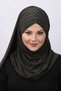 شال مرصع بالأحجار المطوية باللون الكاكي - 2