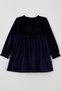 Barmy Girls' Long-Sleeved Velvet Dress with Bow Detail and Elasticated Sleeves, Ages 2–6, Navy Blue - 2