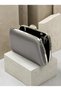 Gray Satin Women's Evening Clutch Bag with Silver Accents and Chain Strap—Perfect for Weddings, Engagements, and Graduations - 4